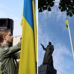 Урочисто підняли національний стяг та спільно виконали Гімн України